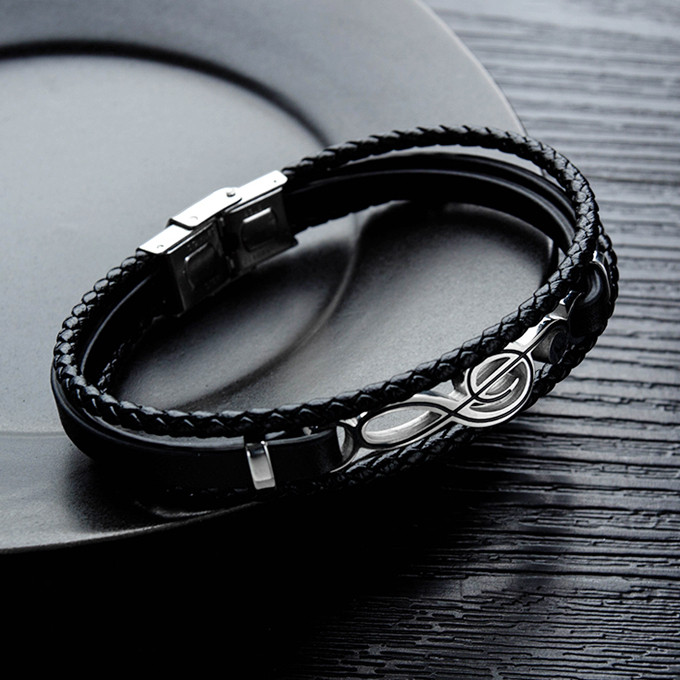 دستبند مردانه گالری گوهرسنگ مدل نت موسیقی کد GS2025PLUS