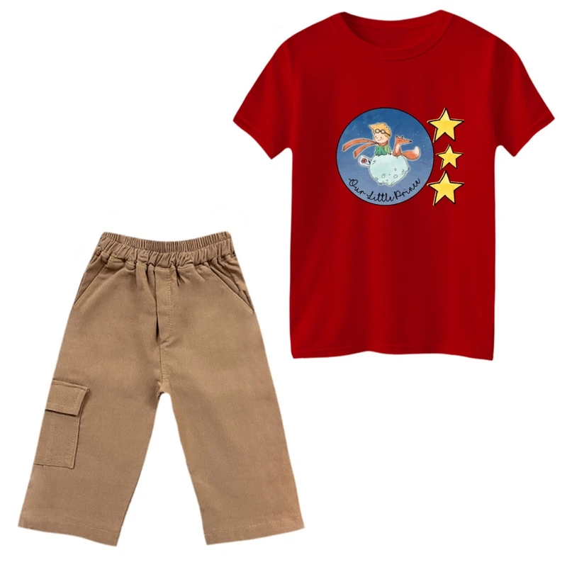 ست تی‌شرت و شلوارک پسرانه مدل شازده کوچولو و روباه کد 11