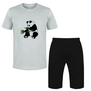 ست تی شرت و شلوارک مردانه مدل پاندا کد Da 445T رنگ طوسی