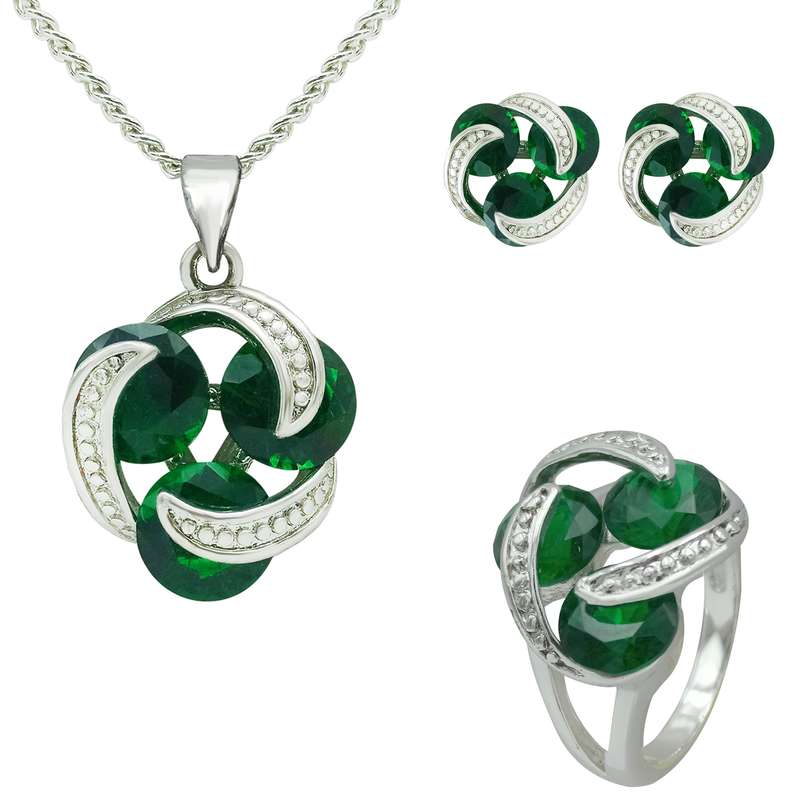 نیم ست نقره زنانه مدل Flower-C765