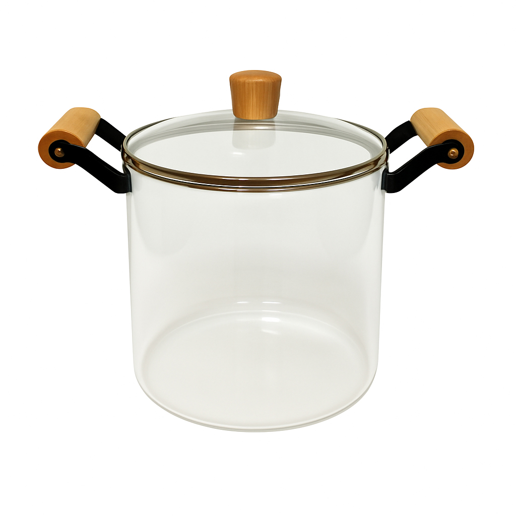 قابلمه پیرکس مدل شعله مستقیم دسته بامبو کد 5.5L سایز 20