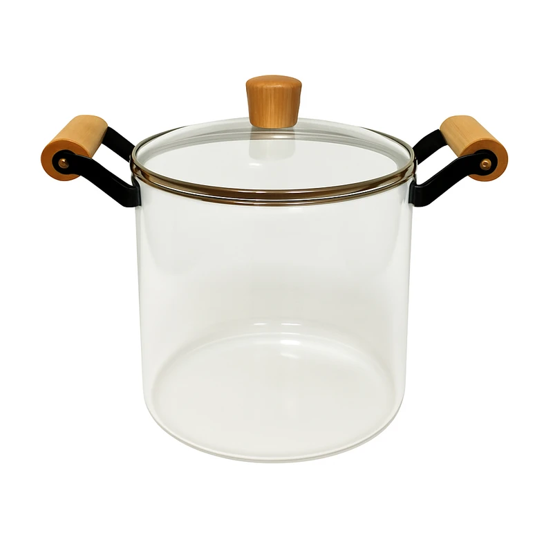 قابلمه پیرکس مدل شعله مستقیم دسته بامبو کد 5.5L سایز 20