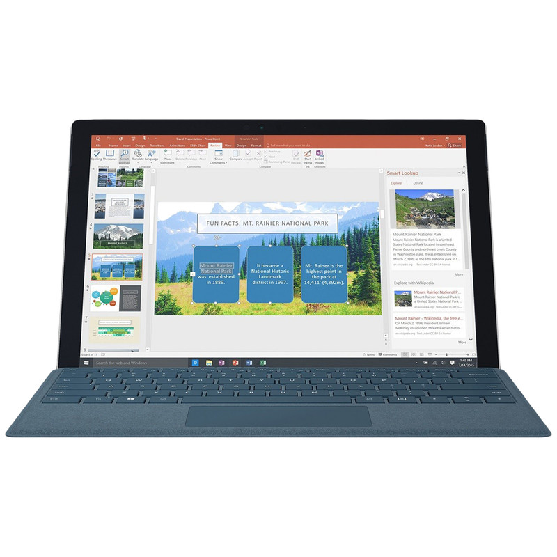 تبلت مایکروسافت مدل Surface Pro 2017 - B به همراه کیبورد سیگنیچر رنگ آبی کبالت و کیف چرم صنوبر  - ظرفیت 128 گیگابایت