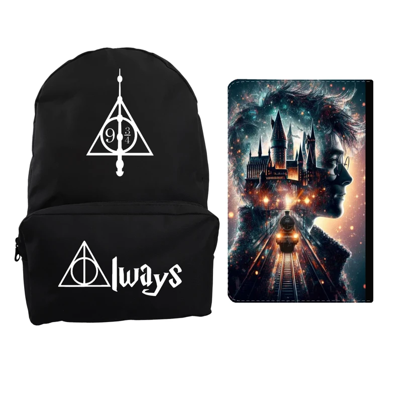 کوله پشتی مدرسه مدل هری پاتر یادگاران مرگ کد 764 به همراه کلاسور