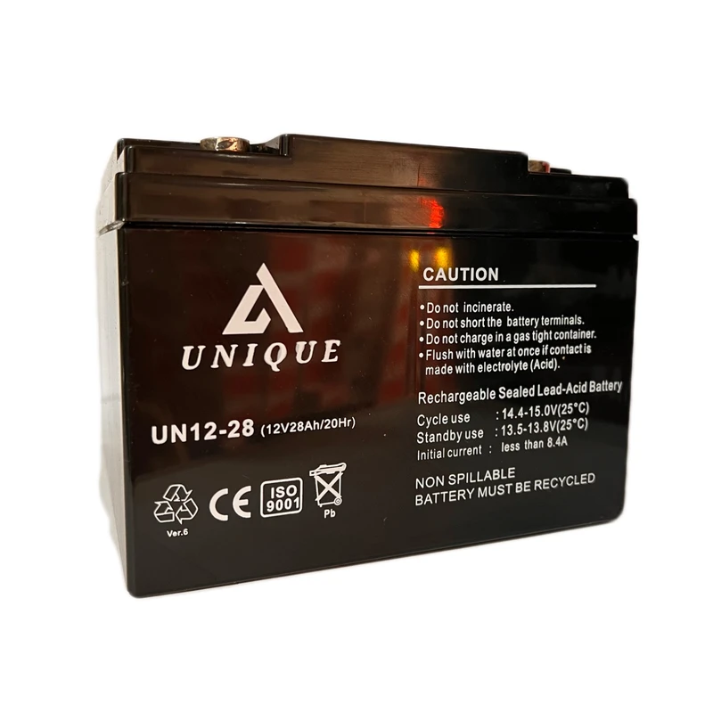 باتری UPS با ولتاژ 12 ولت و شدت جریان 28 آمپرساعت یونیک مدل 12v28ah