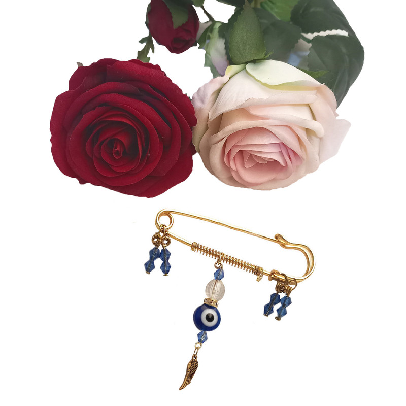 ست گیره روسری و سنجاق سینه زنانه مدل چشم نظر 1121