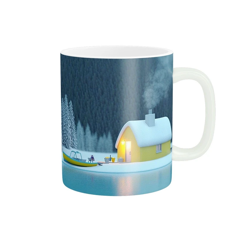 ماگ پاد آفرین طرح کلبه و برف کد 380