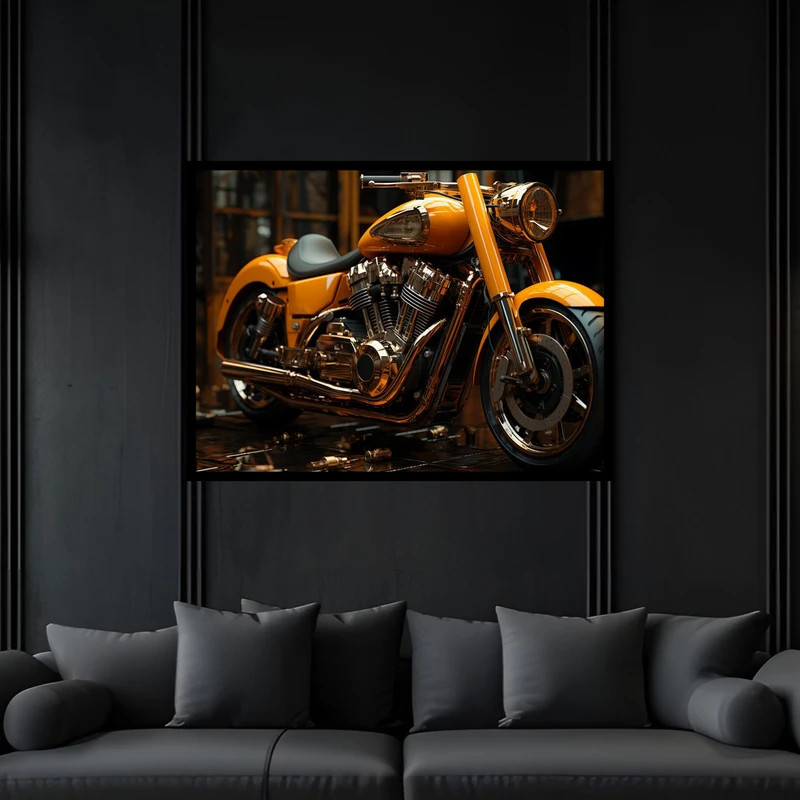 تابلو بکلیت طرح نوستالژی کلاسیک موتورسیکلت  مدل B-bu6554 فریم مشکی