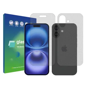Glass pro Resistant model matte screen protector suitable for Apple iPhone 16 mobile phone along with the back of the phone protector