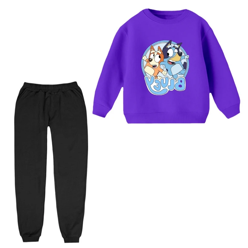 ست سویشرت آستین بلند و شلوار راحتی بچگانه  مدل بلویی کد 03