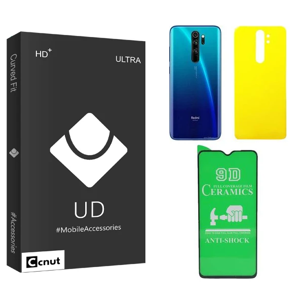 محافظ صفحه نمایش سرامیکی کوکونات مدل UDB  مناسب برای گوشی موبایل شیائومی Redmi Note 8 Pro  به همراه محافظ پشت گوشی