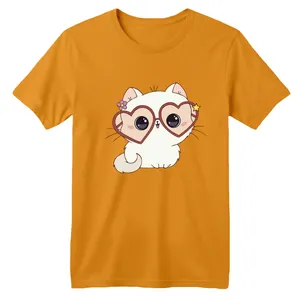 تی شرت آستین کوتاه بچگانه مدل گربه عینک قلبی