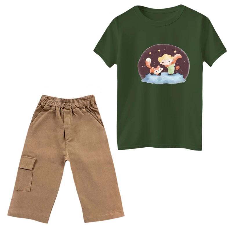 ست تی‌شرت و شلوارک پسرانه مدل شازده کوچولو شب