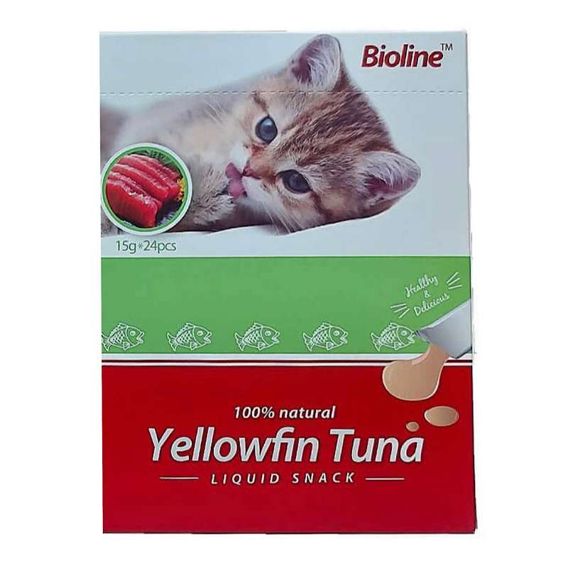 بستنی گربه بیولاین مدل yellowfin tuna وزن 15 گرم بسته 24 عددی