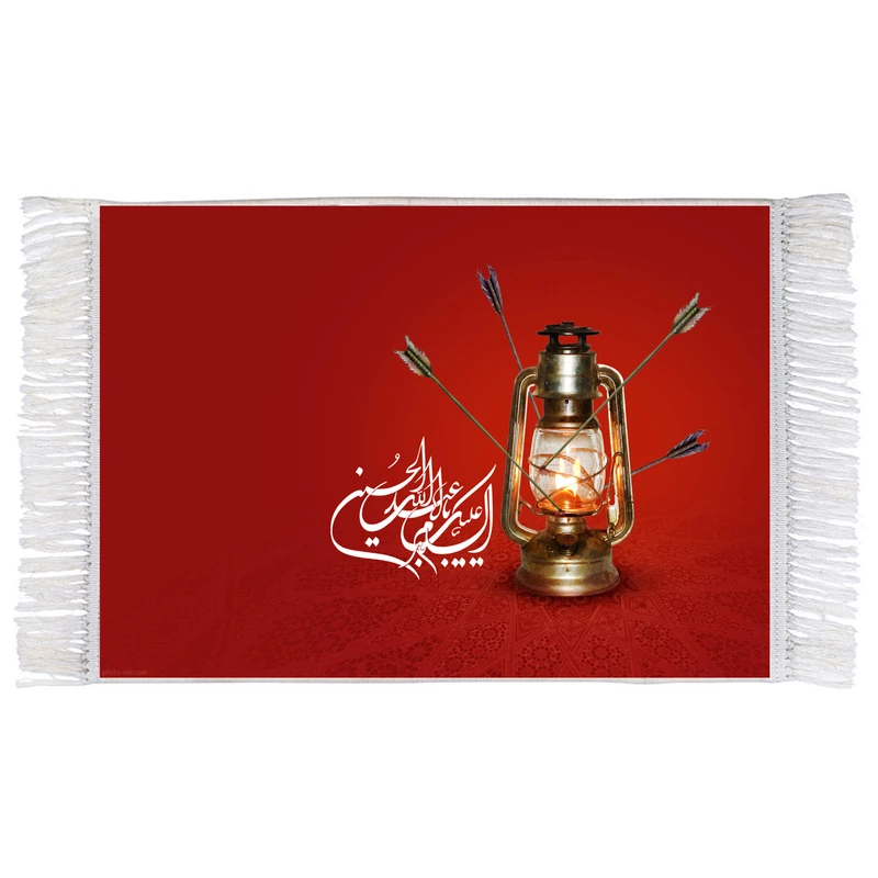 فرش ماشینی دیوارکوب اطلس آبی طرح السلام علیک یا اباعبدالله حسین مدل T2509
