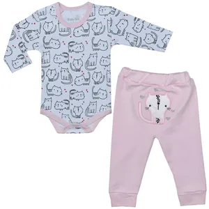 ست بادی و شلوار نوزادی بی بی وان مدل گربه