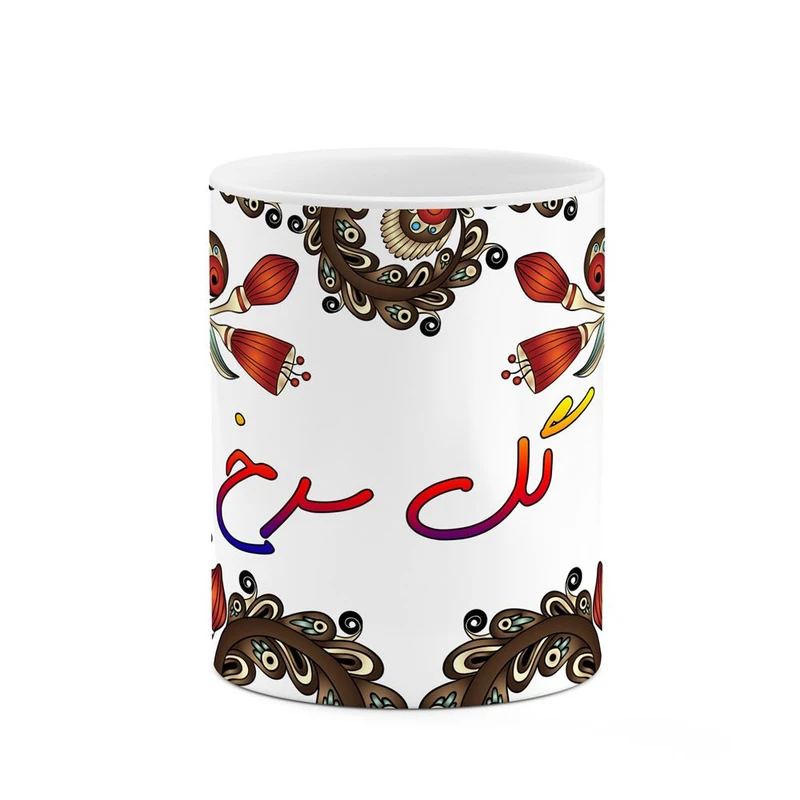 ماگ کاکتی مدل اسم گل_سرخ طرح سنتی گل و بته کد mgh46716