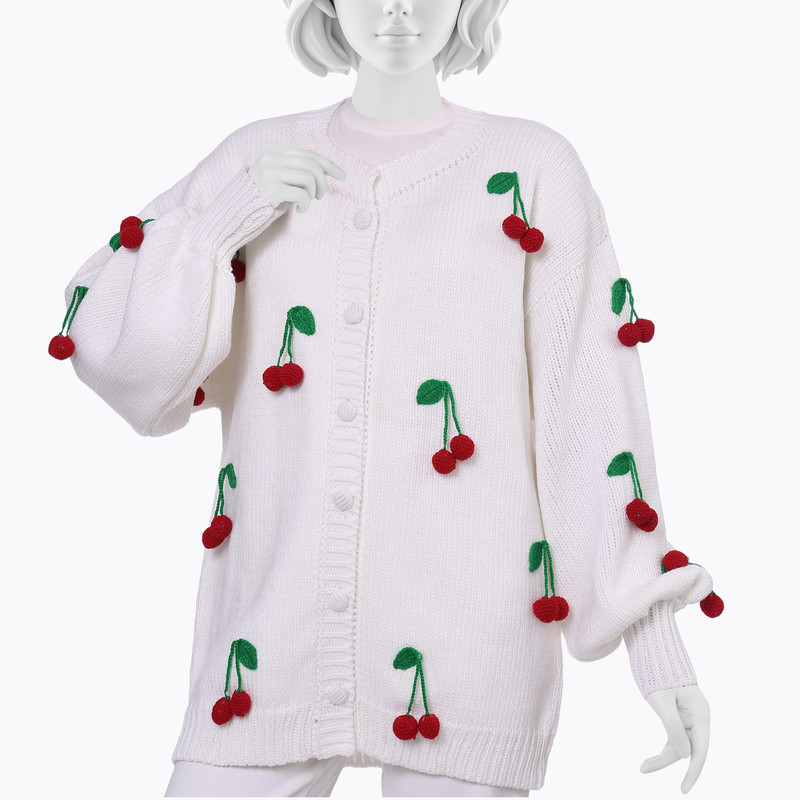 ژاکت زنانه گره استایل مدل Chery رنگ سفید