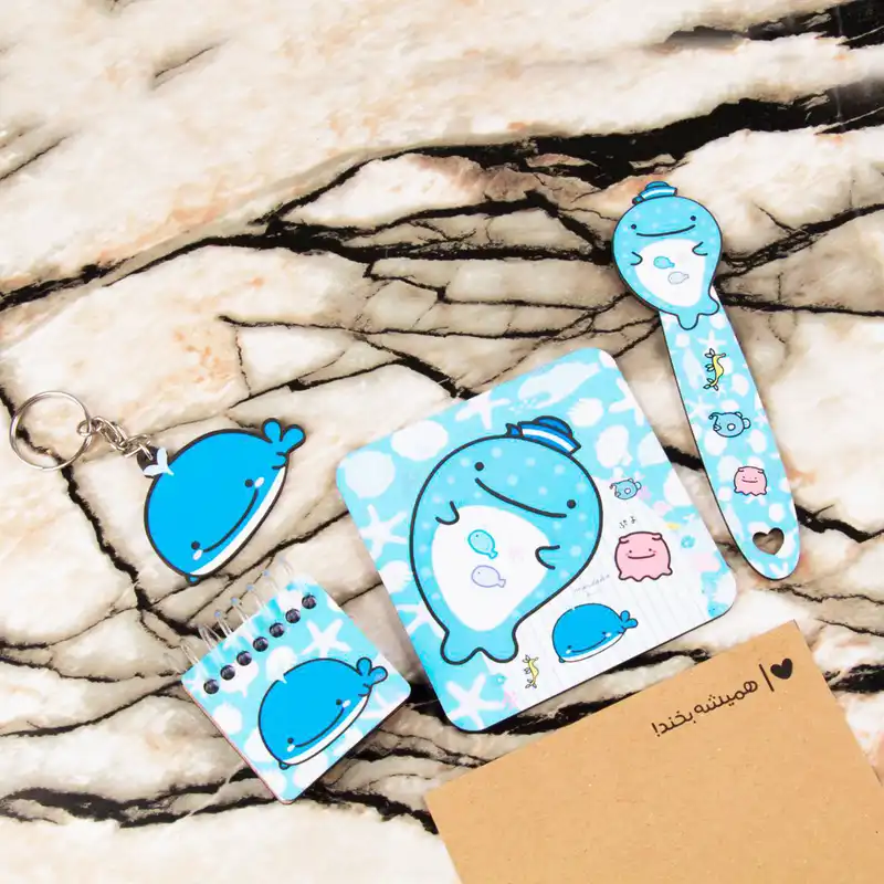 بسته لوازم تحریر مدل دلفین فانتزی کد g0lsa01 مجموعه 4 عددی