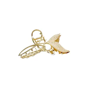 کلیپس مو زنانه مدل فلزی ماهی مرواریدی