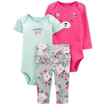 ست 3 تکه لباس نوزادی کارترز طرح Happy Girl کد M559