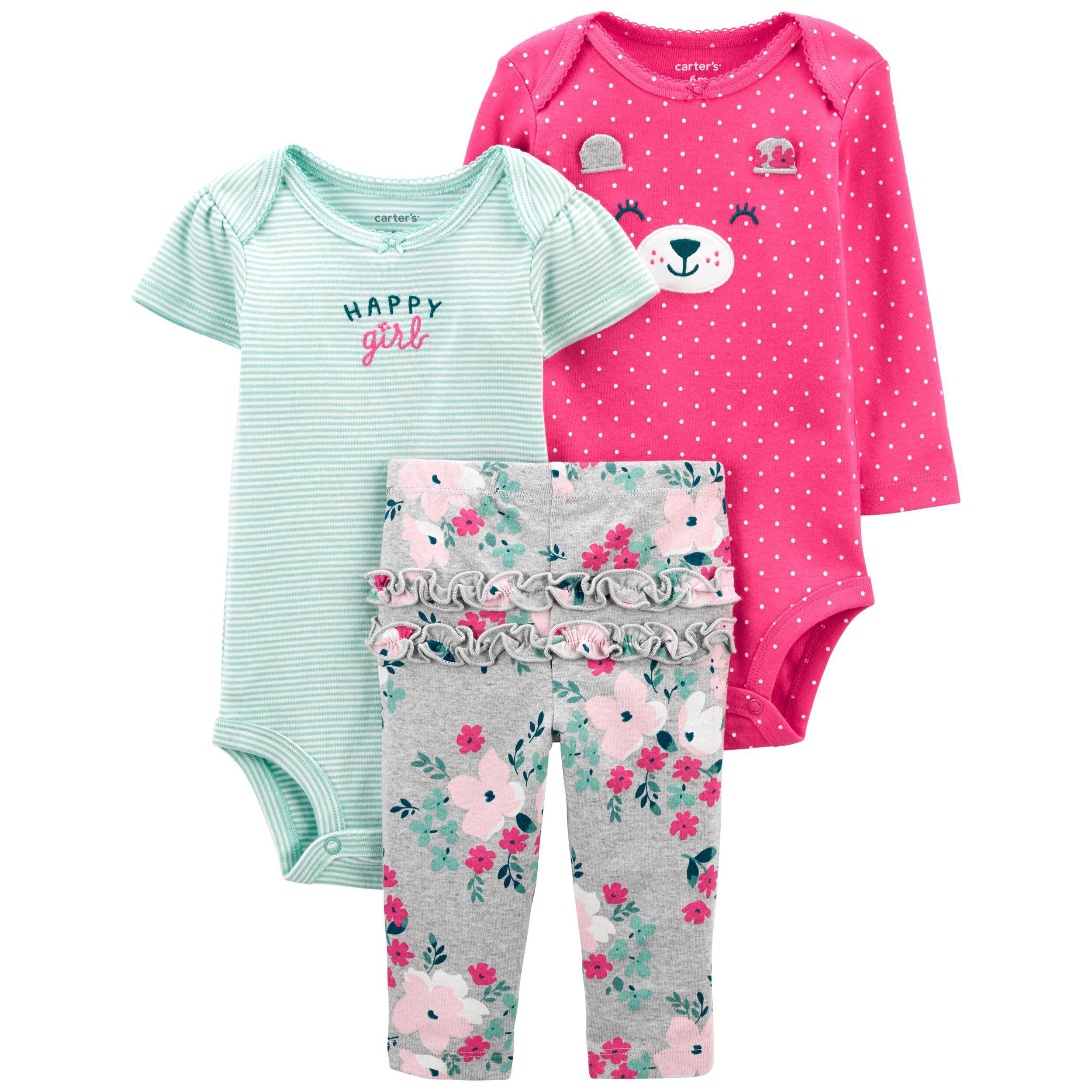 نقد و بررسی ست 3 تکه لباس نوزادی کارترز طرح Happy Girl کد M559 توسط خریداران