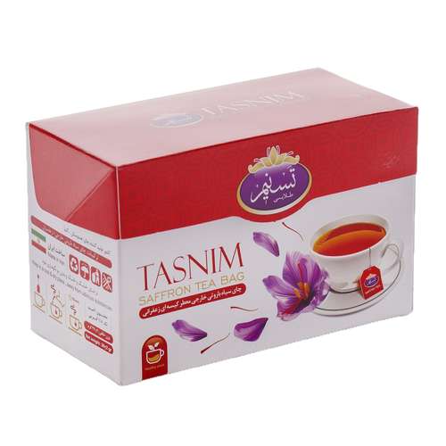 چای سیاه زعفرانی کیسه‌ای تسنیم طلایی بسته 20 عددی