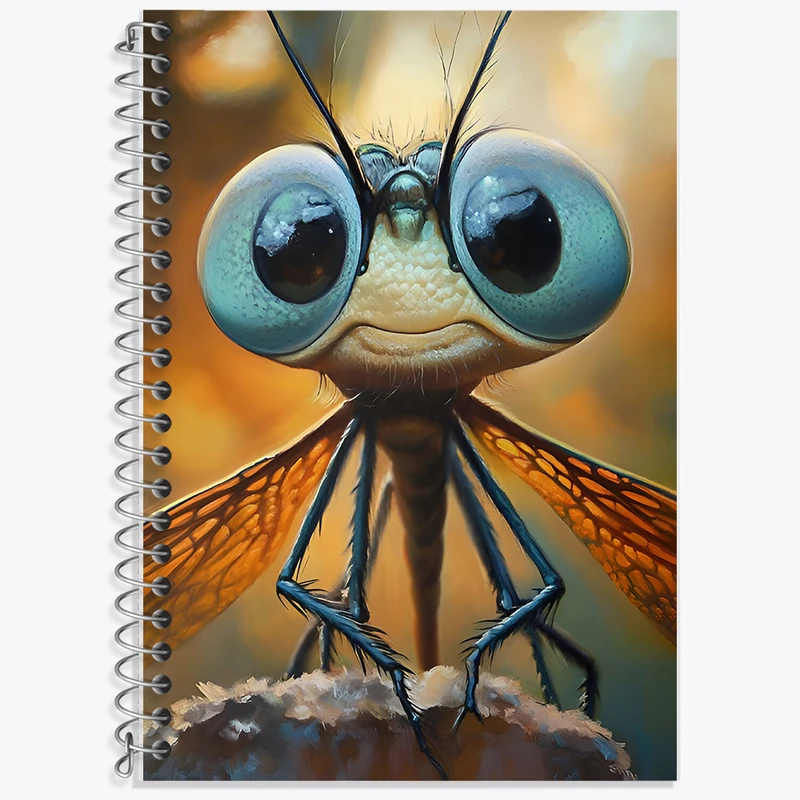 دفتر زبان 50 برگ خندالو مدل سه خط طرح سنجاقک کیوت کد F6530