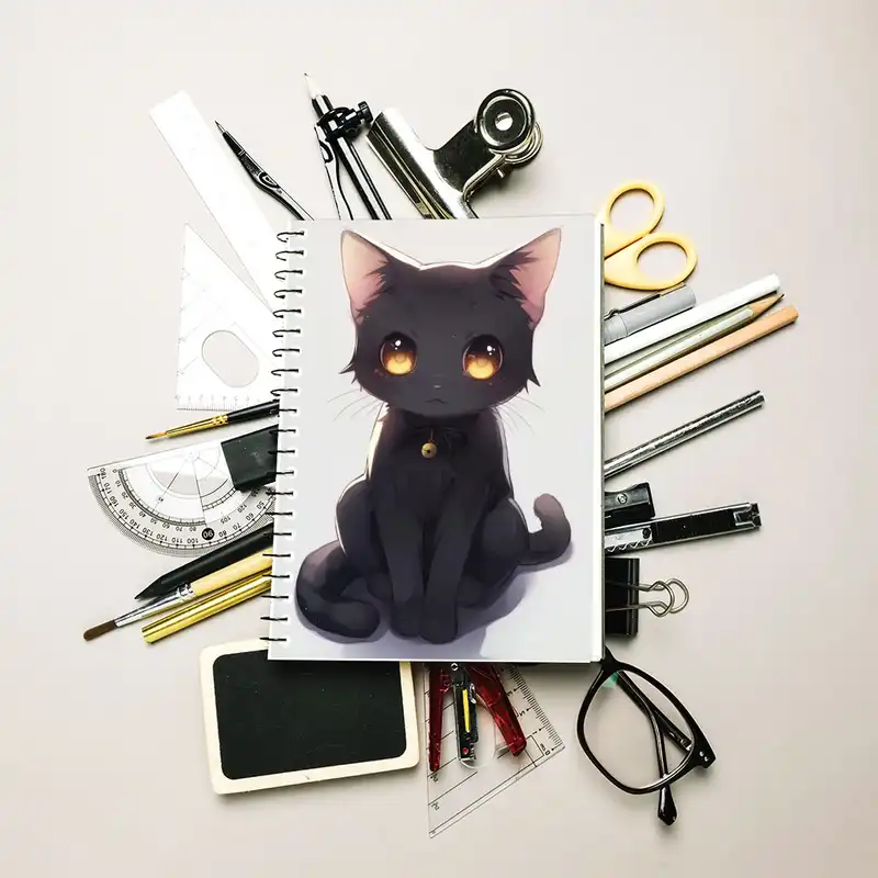 دفتر زبان 50 برگ مدوپد مدل دو خط طرح گربه کد DF14712