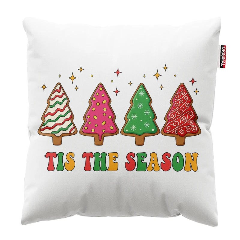 کوسن پاد آفرین مدل کریسمس طرح بابانوئل کاج گوزن کد PK302536 سایز 30*30 سانتی متر