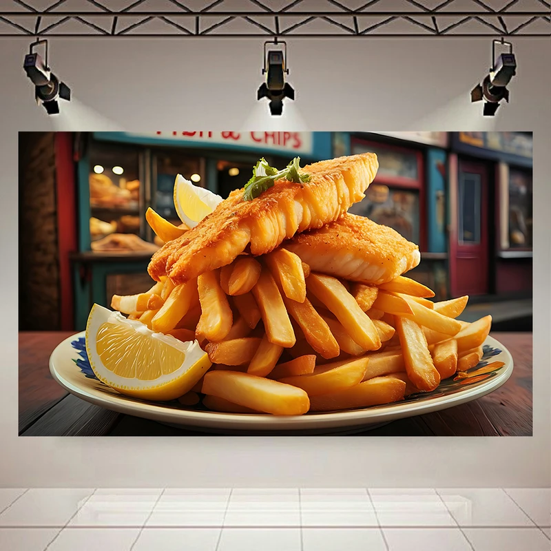 استیکر طرح فیش اند چیپس مدل لذیذ کد AR302726