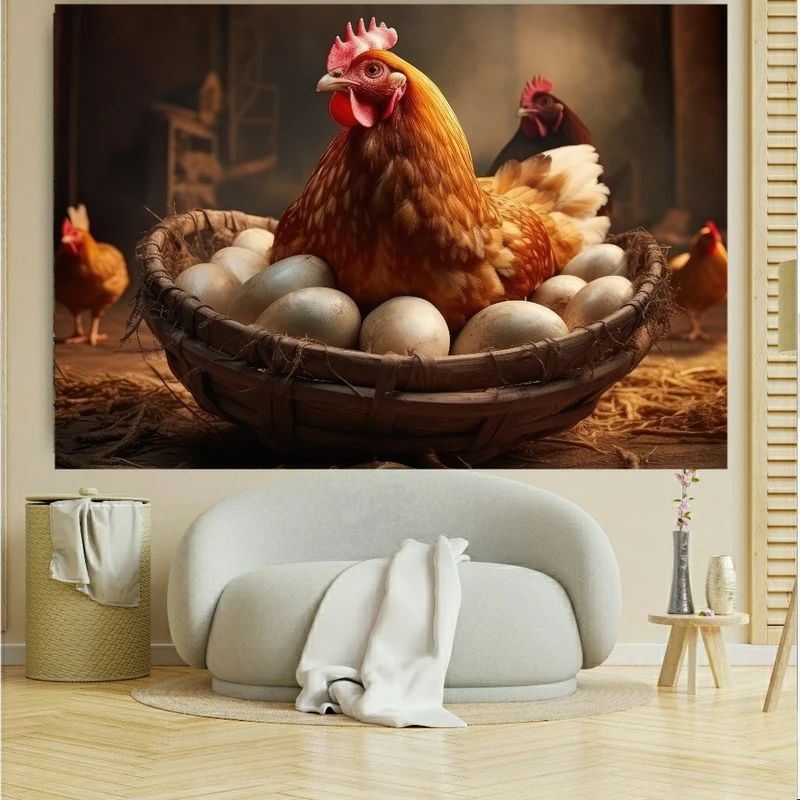 پوستر طرح مخمل لانه مرغ و تخم مرغ کد FP104933