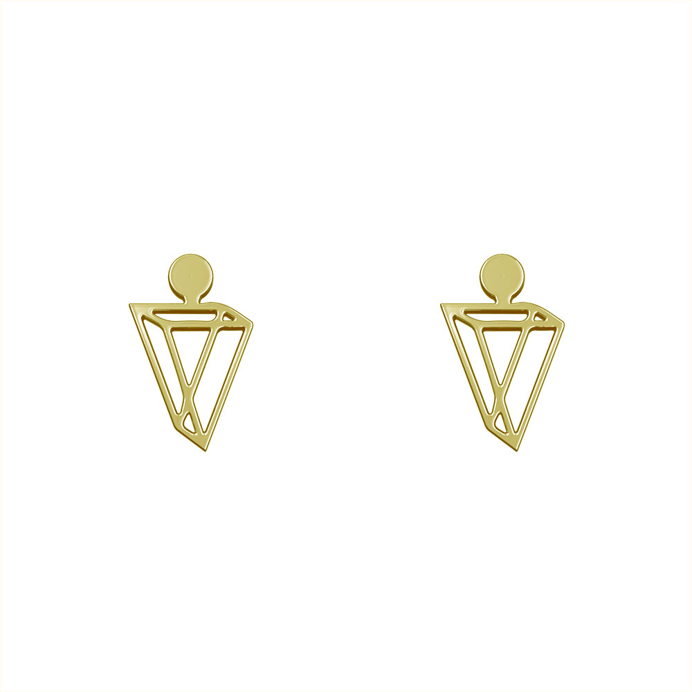 گوشواره طلا 18 عیار زنانه مدوپد مدل هندسی کد GA1-13359