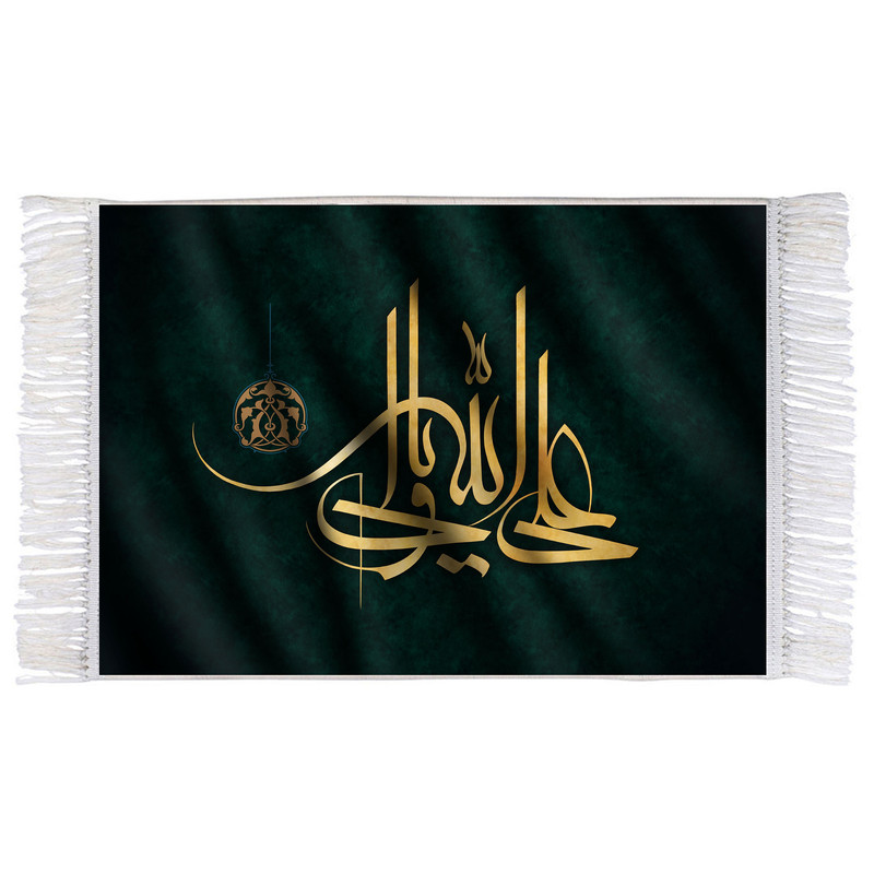 فرش ماشینی دیوارکوب اطلس آبی مدل علی ولی الله کد T3804