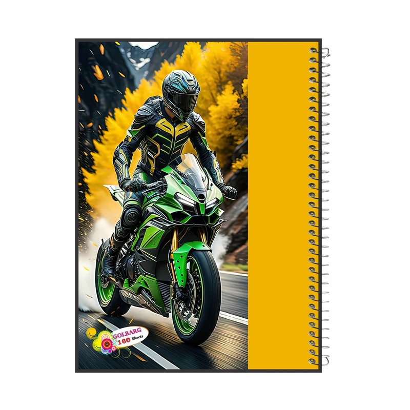 دفتر مشق 160 برگ گلبرگ مدل موتور سوار کد 6102