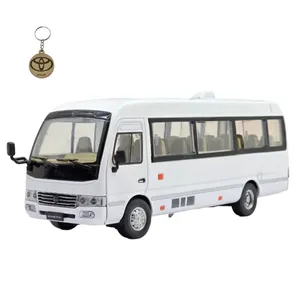 ماکت ماشین ناب سل مدل مینی بوس تویوتا کاستر فلزی سانروف چراغدار موزیکال عقب کش Toyota Coaster Bus به همراه جاسوییچی 
