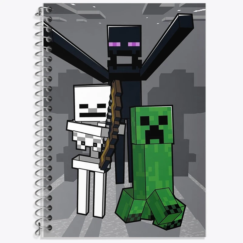 دفتر زبان 50 برگ خندالو مدل دو خط طرح ماینکرافت (Minecraft) کد F1218