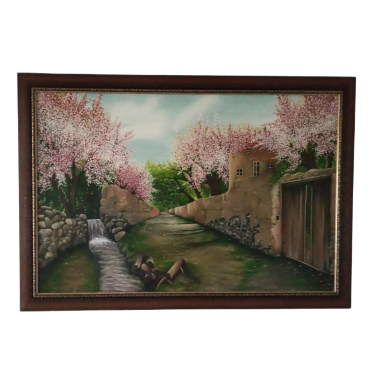 تابلو نقاشی رنگ روغن مدل کوچه باغ بهار