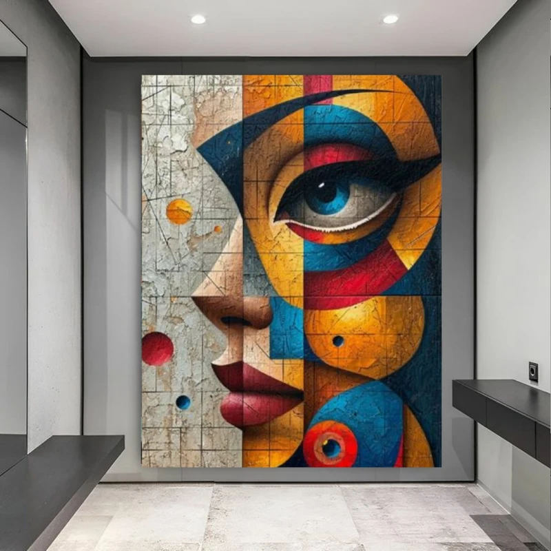 پوستر طرح پرتره انتزاعی مدل چهره هندسی کد M301