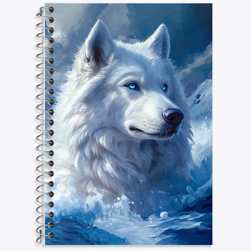 دفتر زبان 50 برگ خندالو مدل سه خط طرح سگ هاسکی کد F5317