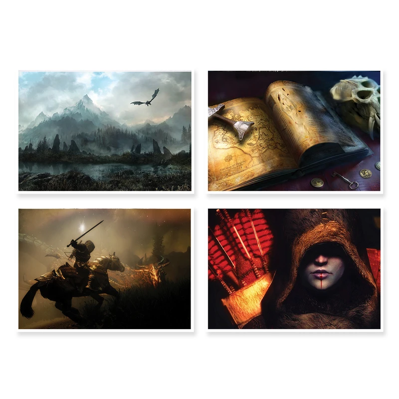 پوستر طرح بازی Skyrim کد A-1667 مجموعه 4 عددی