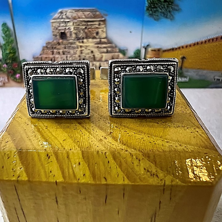 دکمه سردست نقره مردانه کد glsr-2482