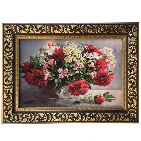 تابلو فرش ماشینی مدل گل و سیب کد 138