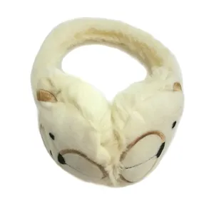 گوش گیر زمستانی بچگانه مدل خرسی رنگ شیری