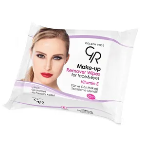 دستمال مرطوب پاک کننده آرایش گلدن رز کد 001 بسته 25 عددی