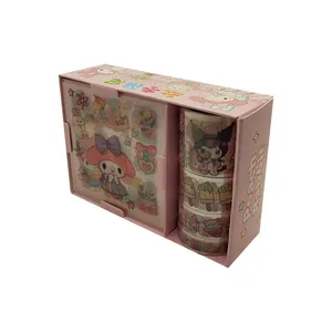 چسب نواری مدل واشی طرح خرگوش کد 05 مجموعه 4 عددی به همراه استیکر