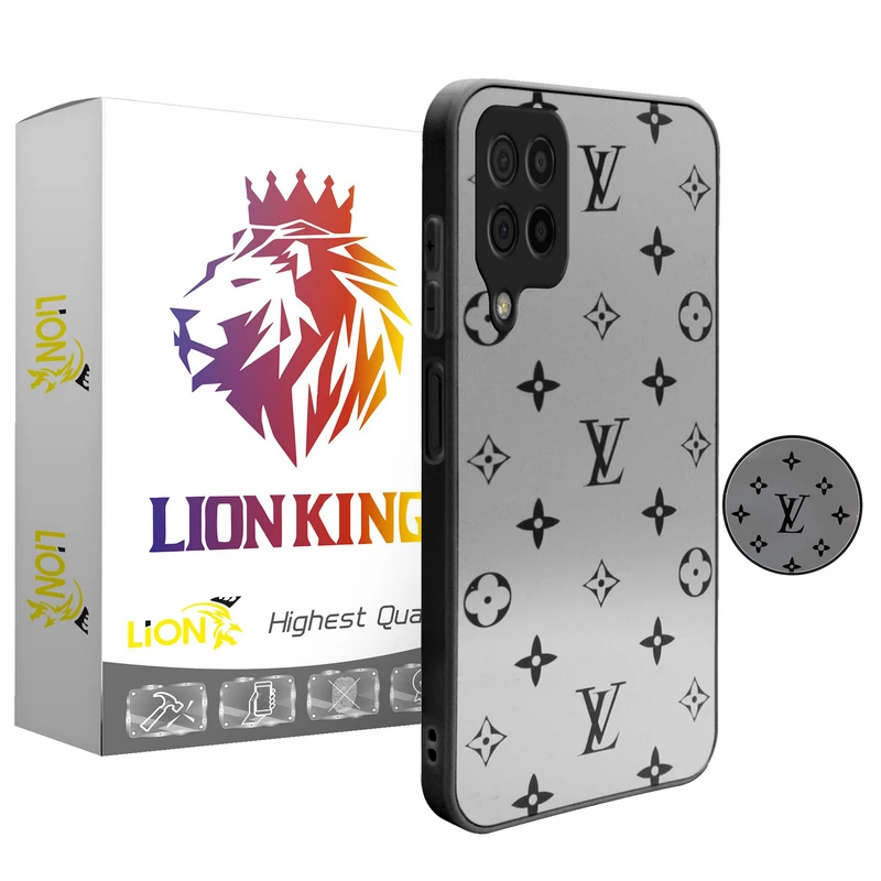 کاور لاین کینگ مدل Ayeneh LV meshki مناسب برای گوشی موبایل سامسونگ Galaxy A22 4G به همراه پایه نگهدارنده