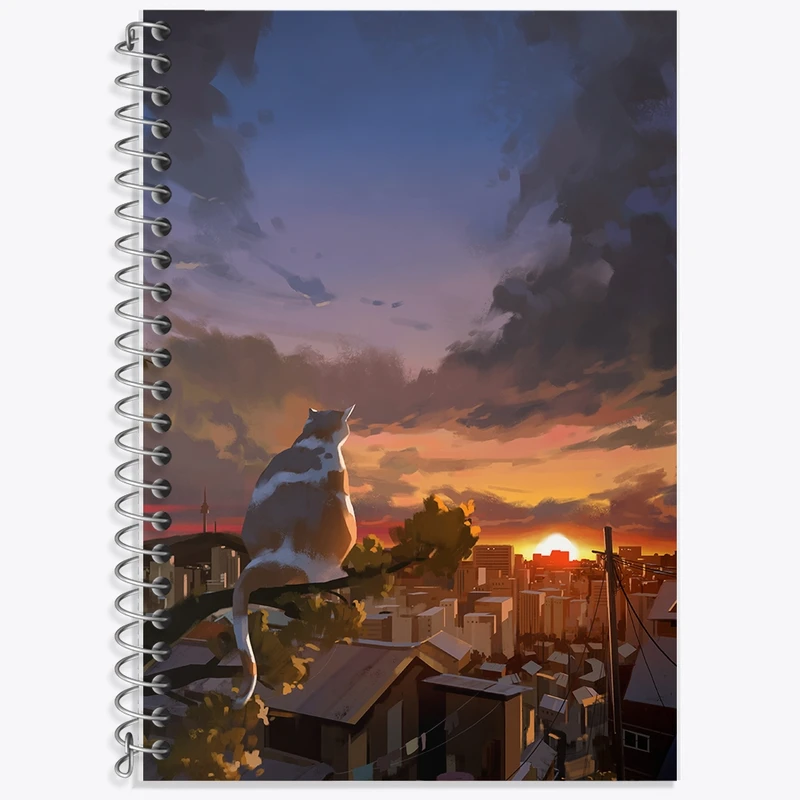 دفتر زبان 50 برگ خندالو مدل سه خط طرح گربه (Cat) کد F576