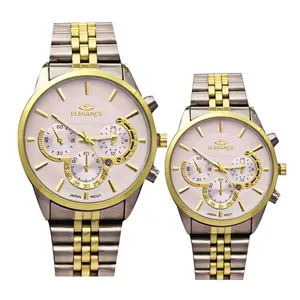 ست ساعت مچی عقربه ای زنانه و مردانه مدل تقویم دار کد 02