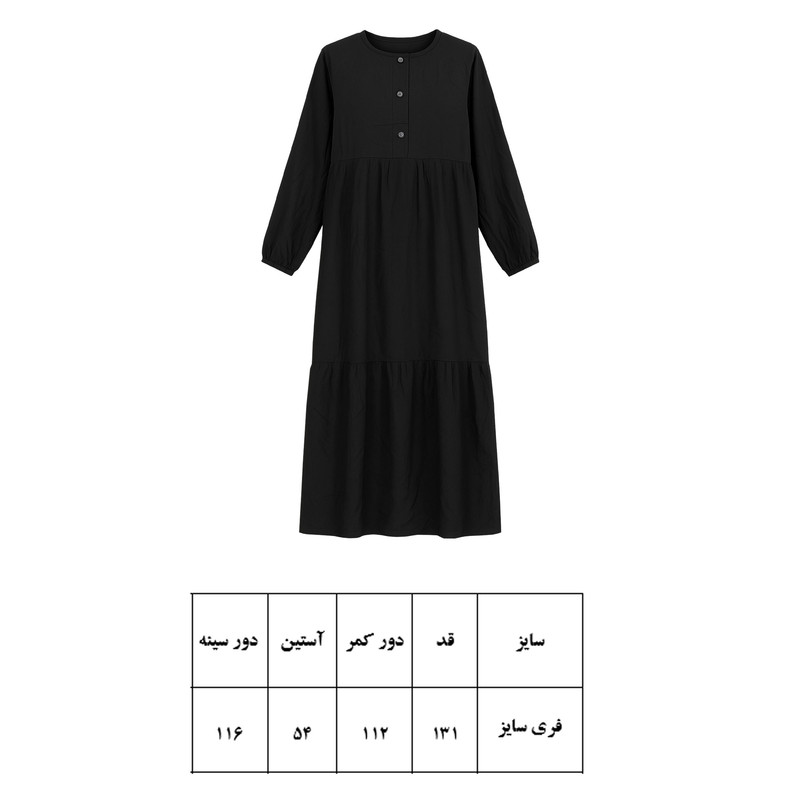پیراهن ساحلی یقه گرد زنانه مدل نخی کولردار کد 24122824 رنگ مشکی